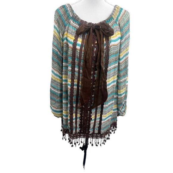 Ryu long sleeved balloon sleeved boho floral cotton floral  embroidered blouse - Picture 10 of 14